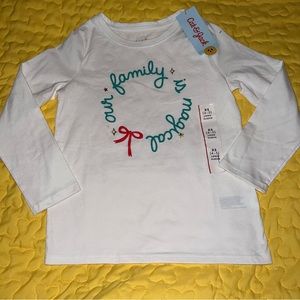 🌼 🎄Cat & Jack Shirt Girls Size XS 4 5 S 6 6X New NWT Christmas Shirt Family